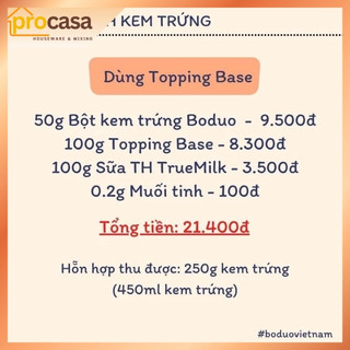 Bột 1kg Boduo Kem trứng - Bột Pha Chế Trà Kem Trứng, Trà Sữa, Đá Xay - Nguyên liệu pha chế chính hãng