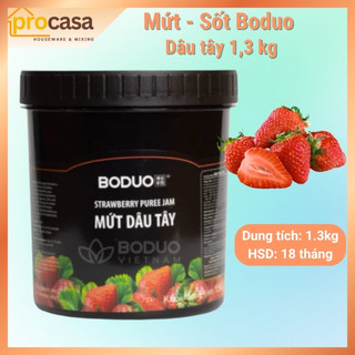 1.3kg - Sốt Dâu Tây Boduo - Dâu Thật Gần 20% – Pha Chế Trà – Đá Xay – Yogurt - Mứt Nguyên Liệu Pha chế Chính hãng