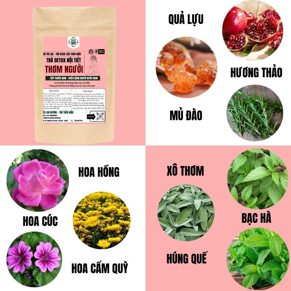 Trà nội tiết thơm cơ thể - Bội Lan Đường - Túi 50 lọc