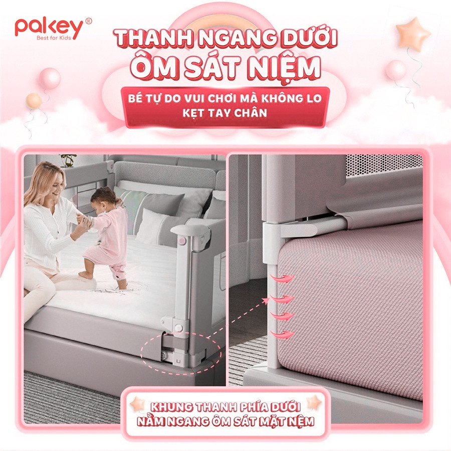 Thanh Chắn Giường Nhật Bản PAKEY NS1 NEW Nâng Hạ 1 Bên Cao 103cm và PAKEY KHỦNG LONG ( 1 THANH CHẮN 1 MẶT )