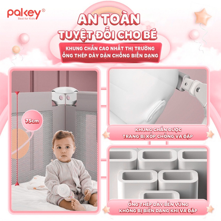 Thanh Chắn Giường Nhật Bản PAKEY NS1 NEW Nâng Hạ 1 Bên Cao 103cm và PAKEY KHỦNG LONG ( 1 THANH CHẮN 1 MẶT )
