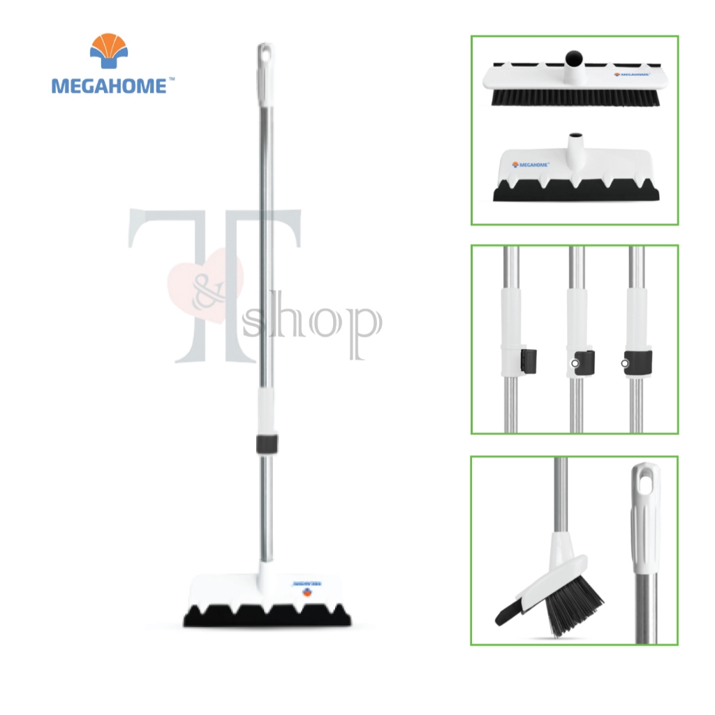 Cây Chà Sàn Và Gạt Nước 2 Trong 1 Bản Chà To (T02) MEGAHOME Cán Rút Tăng Đơ Thu Ngắn 87cm Dài Ra 137cm