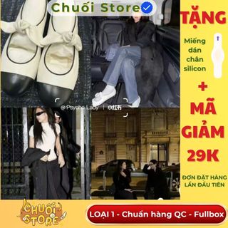 Giày bệt nữ da PU tổng hợp dệt vải đế cao su phong cách tiểu thư êm ái mang êm chân thoải mái