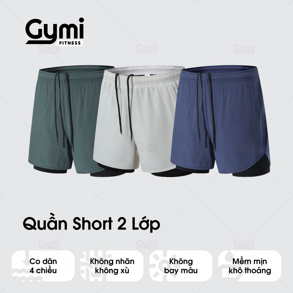 Quần Chạy Bộ Nam 2 Lớp, Quần SHORT Tập Gym Thể Thao Thoáng Khi, Có Túi Khóa Sau Đựng Điện Thoại
