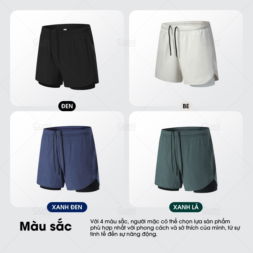 Quần Chạy Bộ Nam 2 Lớp, Quần SHORT Tập Gym Thể Thao Thoáng Khi, Có Túi Khóa Sau Đựng Điện Thoại