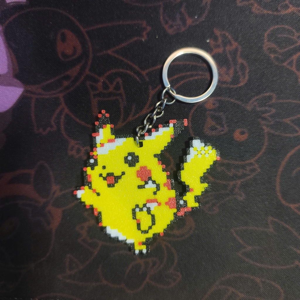 Móc Khóa Pokemon Pikachu Phong Cách Pixel Art in 3D