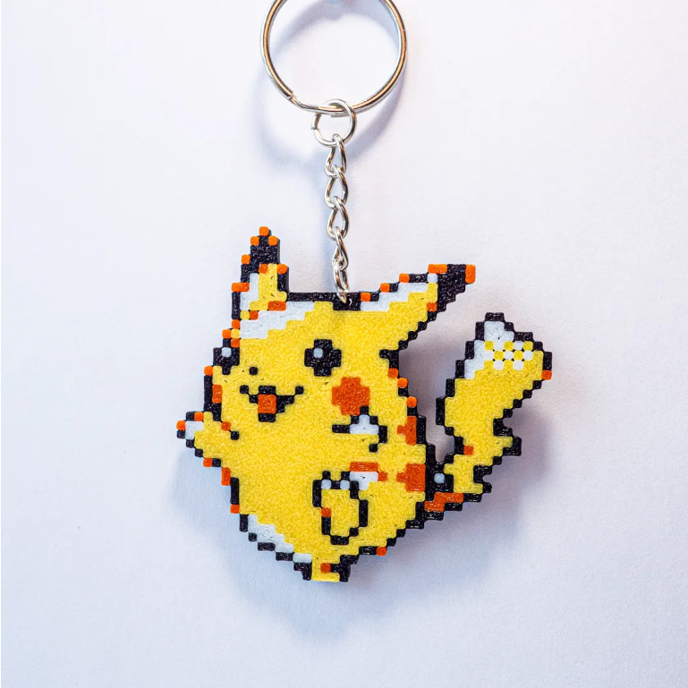 Móc Khóa Pokemon Pikachu Phong Cách Pixel Art in 3D