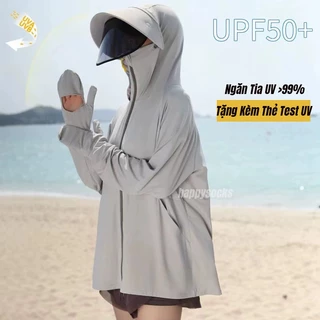 Áo chống nắng nữ big size 45-80kg chất lụa băng mịn mát có mũ rộng vành có thể tháo rời, tay áo che kín UPF50+