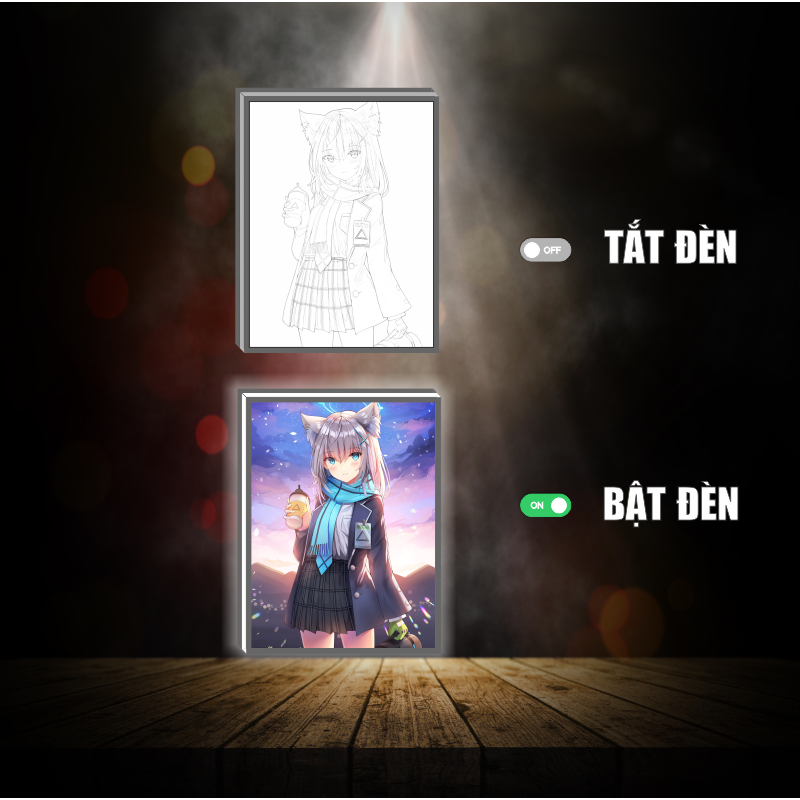 Tranh đèn led 3D đổi màu Blue Archive - Tranh đèn led 3D  trang trí bàn làm việc, đèn ngủ