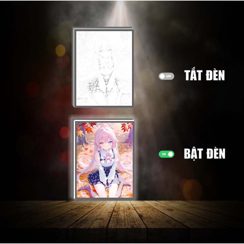 Tranh đèn led 3D đổi màu Blue Archive - Tranh đèn led 3D  trang trí bàn làm việc, đèn ngủ