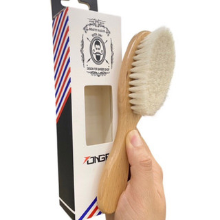 Chổi phủi tóc cán gỗ barber lông mềm phủi không đau rát