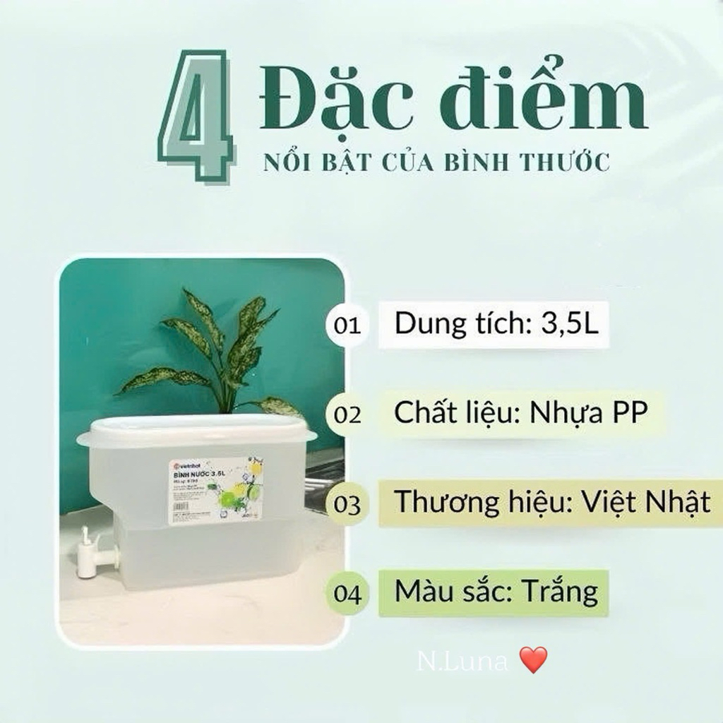Bình nước 3,5L để trong tủ lạnh có vòi