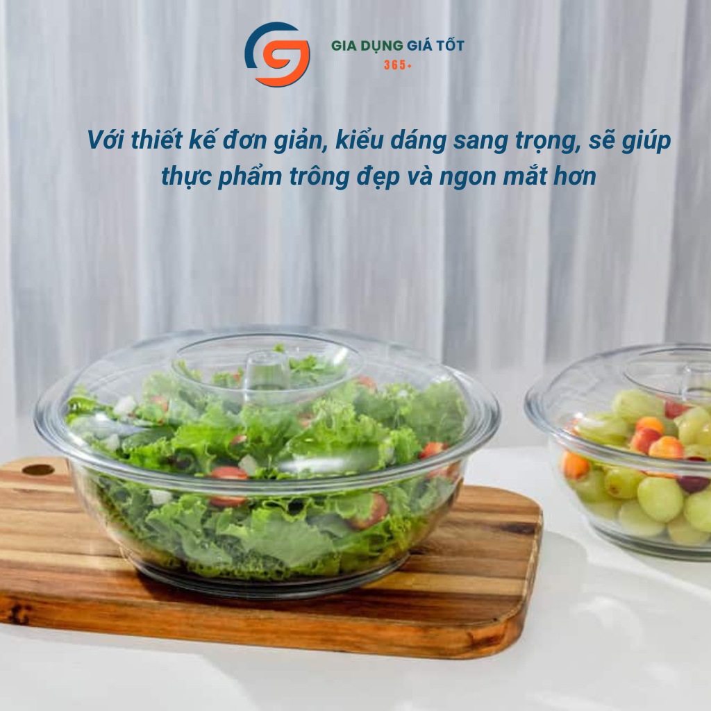 Bát tô nhựa có nắp đậy trong suốt đựng canh, cơm, thực phẩm, dày đẹp bền chắc