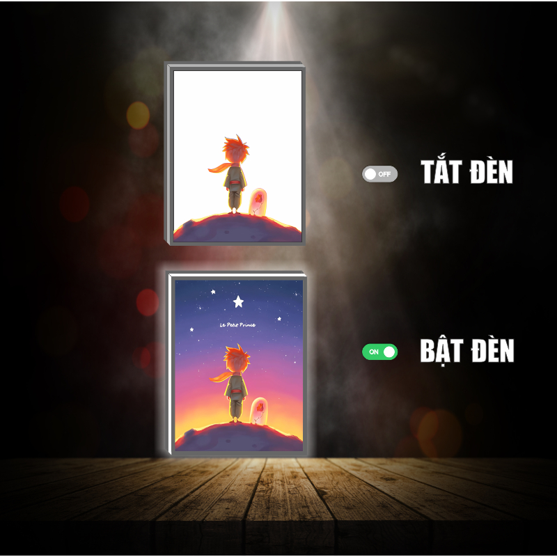 Tranh đèn led 3D đổi màu Hoàng Tử Bé - Tranh đèn led 3D  trang trí bàn làm việc, đèn ngủ