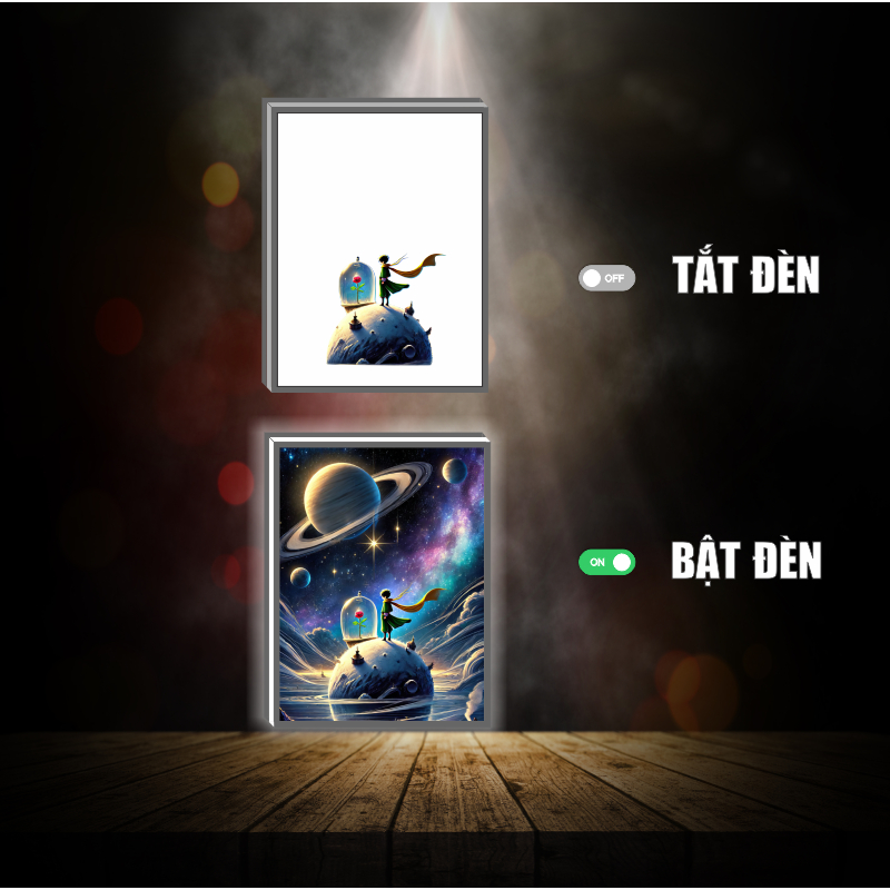 Tranh đèn led 3D đổi màu Hoàng Tử Bé - Tranh đèn led 3D  trang trí bàn làm việc, đèn ngủ