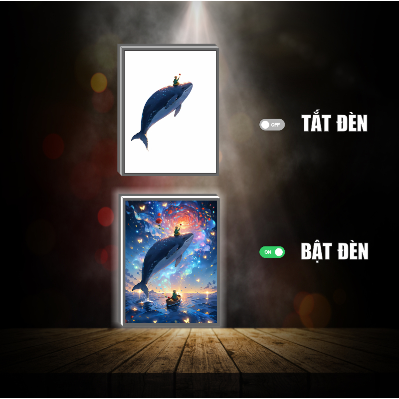 Tranh đèn led 3D đổi màu Hoàng Tử Bé - Tranh đèn led 3D  trang trí bàn làm việc, đèn ngủ