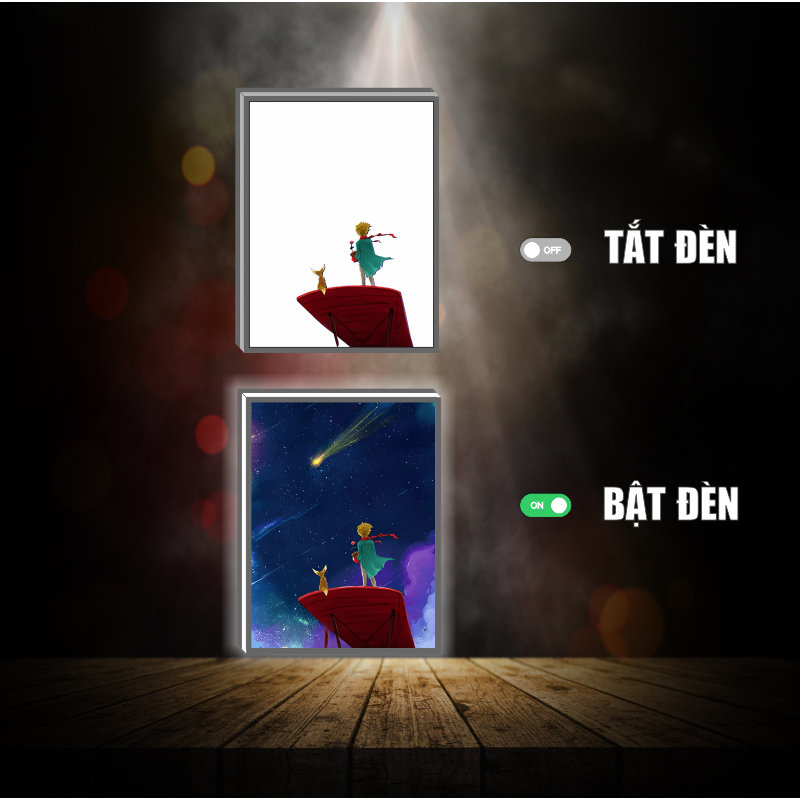 Tranh đèn led 3D đổi màu Hoàng Tử Bé - Tranh đèn led 3D  trang trí bàn làm việc, đèn ngủ