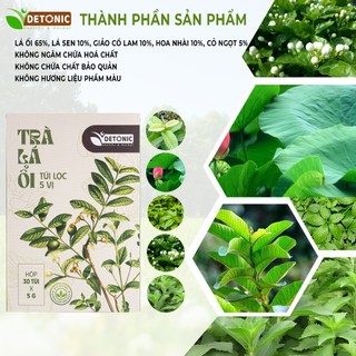 Trà lá ổi DETONIC hỗ trợ tiêu hoá, giảm cân, ngăn ngừa mỡ máu, tiểu đường gout, giúp cân bằng vóc dáng thon gọn