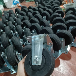 Bánh Cao Su Đường Kính 125mm Có Khóa, Xoay Dễ Dàng Cho Xe Bánh Mì, Xe Nước Mía, Xe Đẩy Hàng Tự Chế
