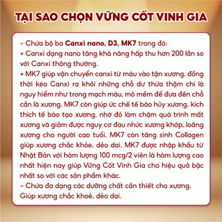 Viên Uống Vững Cốt  Bổ Sung Canxi Hỗ trợ Xương Chắc Khỏe Dẻo Dai, Giảm Loãng Xương (Hộp 20v)