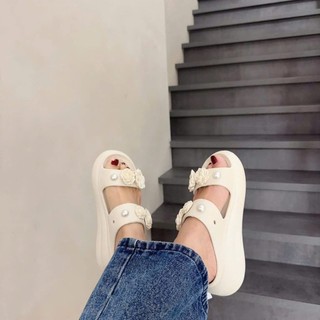 🩷🩷🩷Dép nữ hai quai ngang đính hoa cao 5cm dễ thương