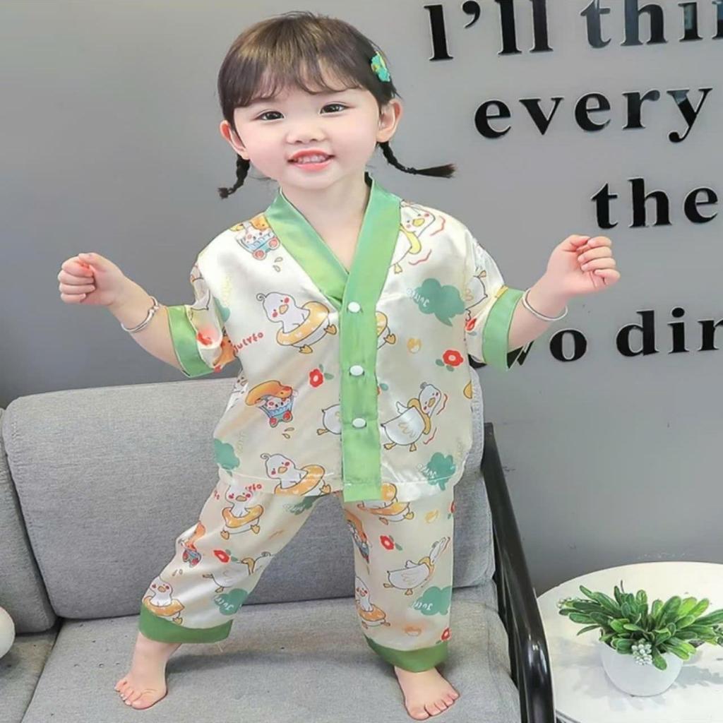 Bộ ngủ pijama họa tiết dễ thương cho bé gái 9-35 kg , chất vải thun lạnh mềm mịn  thoáng mát