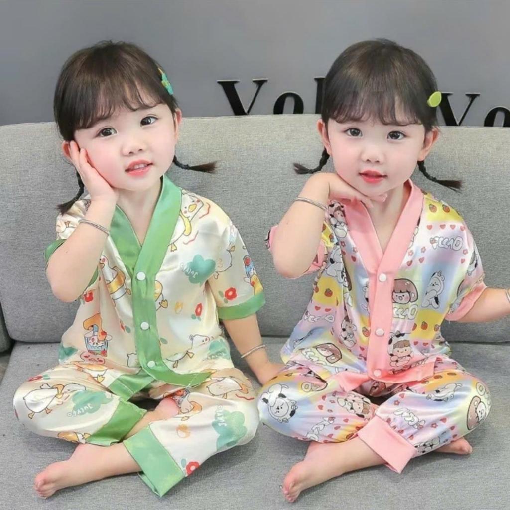 Bộ ngủ pijama họa tiết dễ thương cho bé gái 9-35 kg , chất vải thun lạnh mềm mịn  thoáng mát