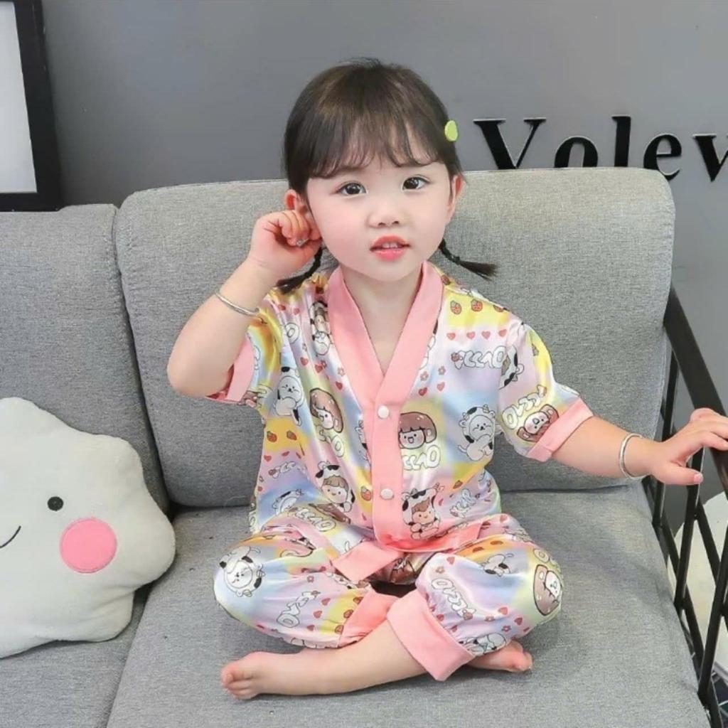 Bộ ngủ pijama họa tiết dễ thương cho bé gái 9-35 kg , chất vải thun lạnh mềm mịn  thoáng mát