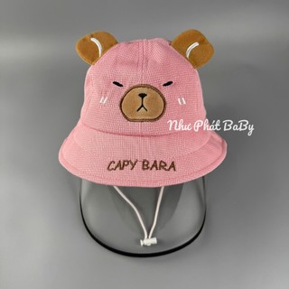 [ 6 THÁNG - 18 THÁNG TUỔI ] NÓN CHẮN GIÓ CẢN BỤI CAPYBARA CHO TRẺ EM - MŨ CHẮN GIỌT BẮN CHO BÉ TRAI BÉ GÁI