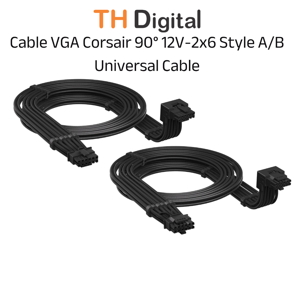 Cáp nguồn GPU Corsair 12V-2x6 90 độ Style A/B Universal cho VGA RTX ...