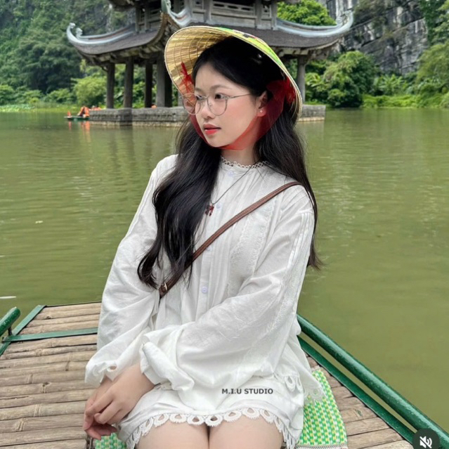 MIU.STUDIO • Set áo thô tay bồng đính khuy phối ren bèo cao cấp + chân váy xoè ( kèm quần bảo hộ ) “Pepe Set”