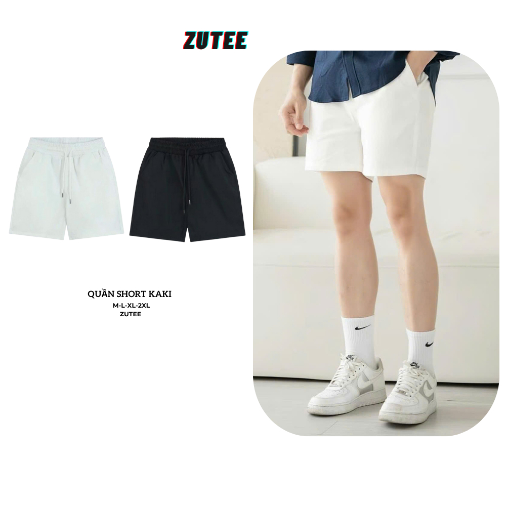 Quần short kaki nam trơn cạp chun ZUTEE quần đùi kaki nam