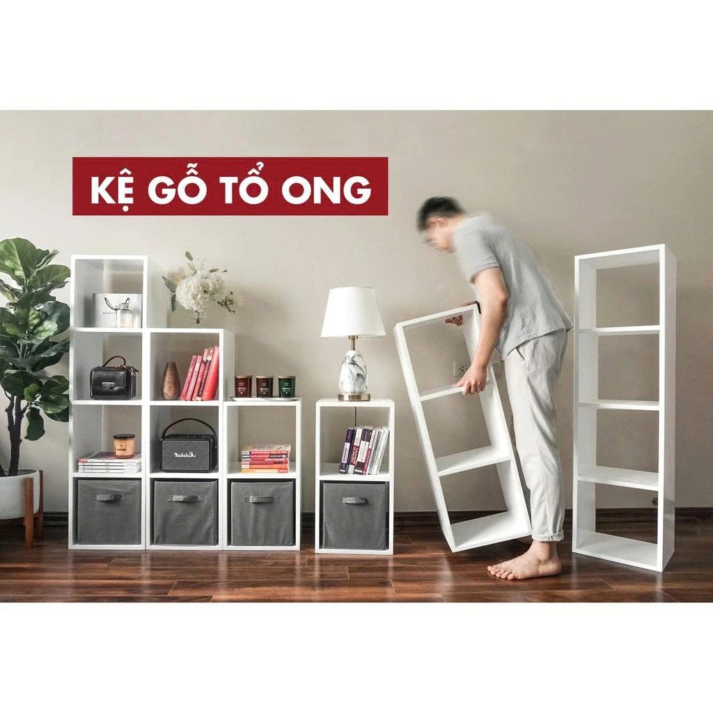 Kệ sách để đồ đa năng, kệ tổ ong nhiều tầng trang trí giá rẻ, kệ gỗ bền đẹp dễ dàng lắp ráp Gỗ MDF