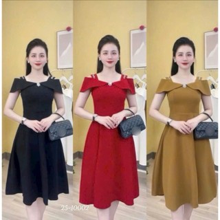 ĐẦM NỮ DÁNG XÒE TRỄ VAI ĐÍNH ĐÁ PHONG CÁCH NHẸ NHÀNG NỮ TÍNH THANH LỊCH PHÙ HỢP THỜI TRANG