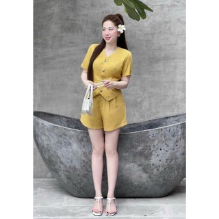 SET BỘ GILE ÁO CỔ CHỮ V KÈM QUẦN TÂY NGẮN CÀI NÚT 3 MÀU NỔI BẬT PHONG CÁCH CÁ TÍNH SANG TRỌNG PHÙ HỢP THỜI TRANG