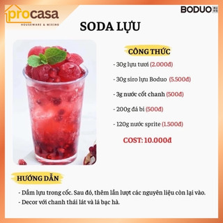 Siro vị lựu Boduo 1 lít (1kg) - Nguyên liệu pha chế chính hãng