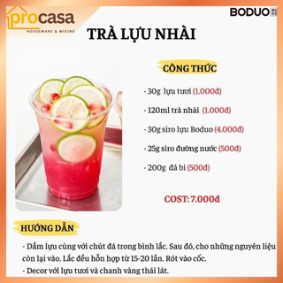 Siro vị lựu Boduo 1 lít (1kg) - Nguyên liệu pha chế chính hãng