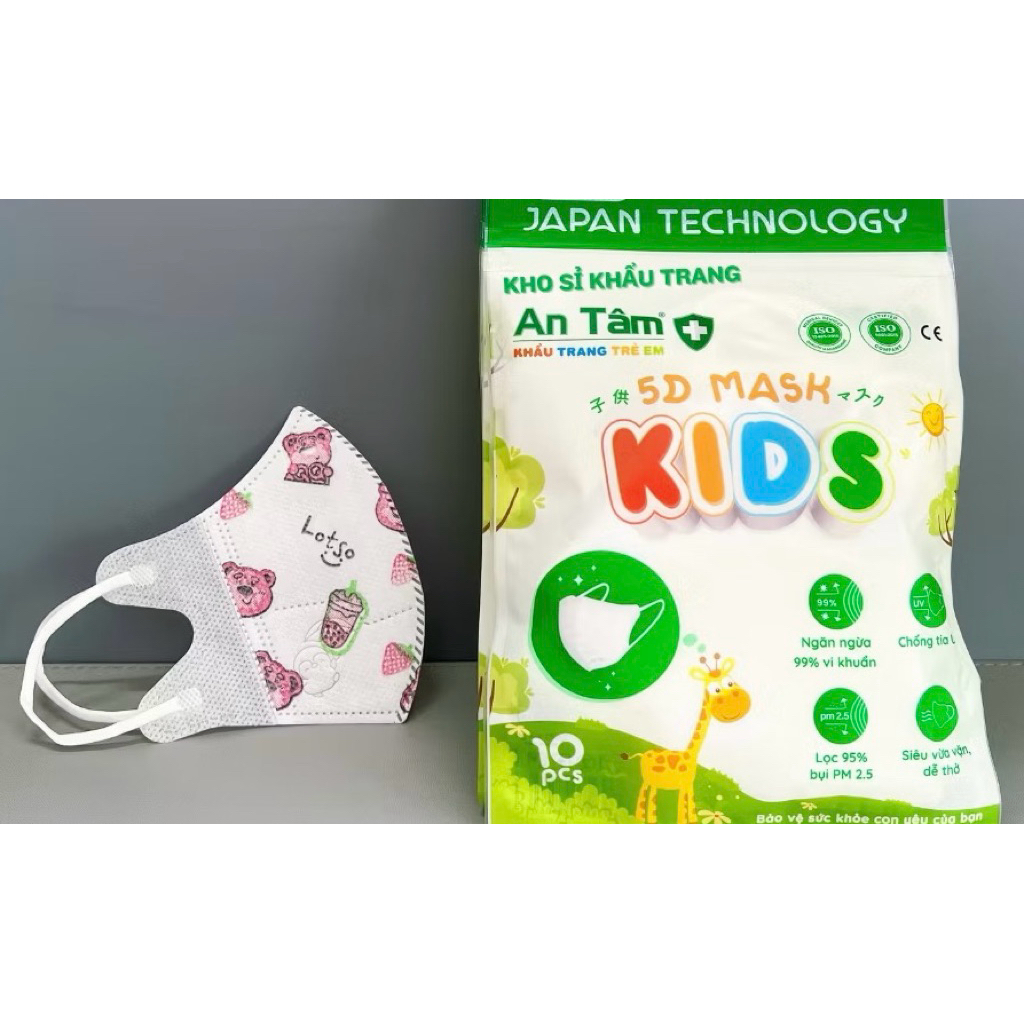 Thùng 100 chiếc Khẩu trang trẻ em 5D Mask An Tâm cho bé 0-8 Tuổi