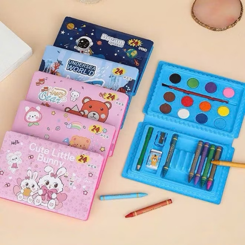 Bộ hộp quà tặng tô màu cao cấp 24 món dành cho các bé học sinh dễ thương
