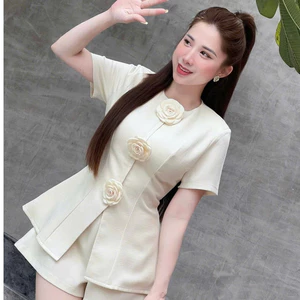 Set Bộ Nữ Ngắn Thiết Kế Mới KÈM 3 HOA PHÙ HỢP THỜI TRANG