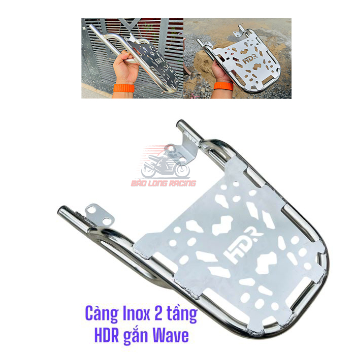 Cảng xe máy INOX 2 tầng mẫu HDR nguyên tấm gắn Wave A110 S110 RSX110 Blade WaveA100 S100 RS100 SIRIUS...