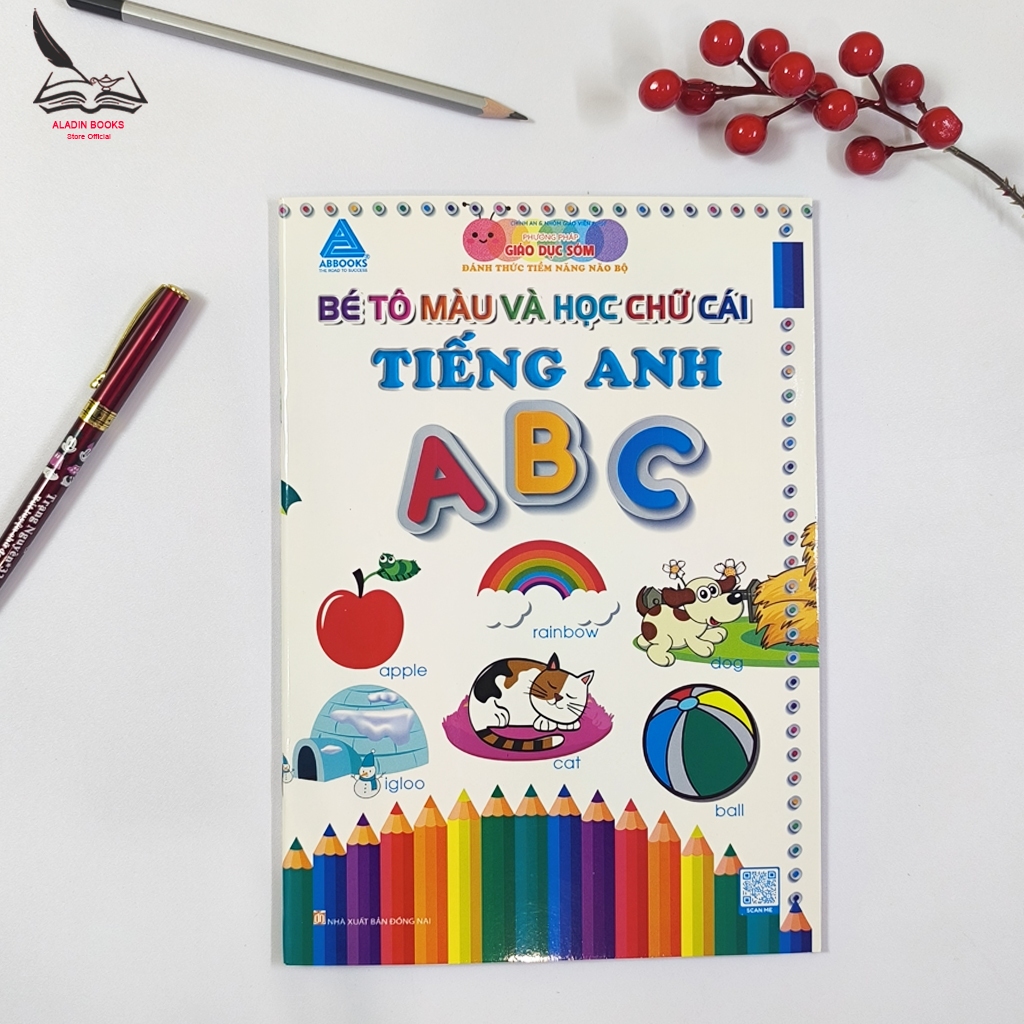 Sách- Bé Tô Màu Và Học Chữ Cái Tiếng Anh- Phương Pháp Giáo Dục Sớm- Kèm Quà Tặng Bảng Tóm Tắt Toán