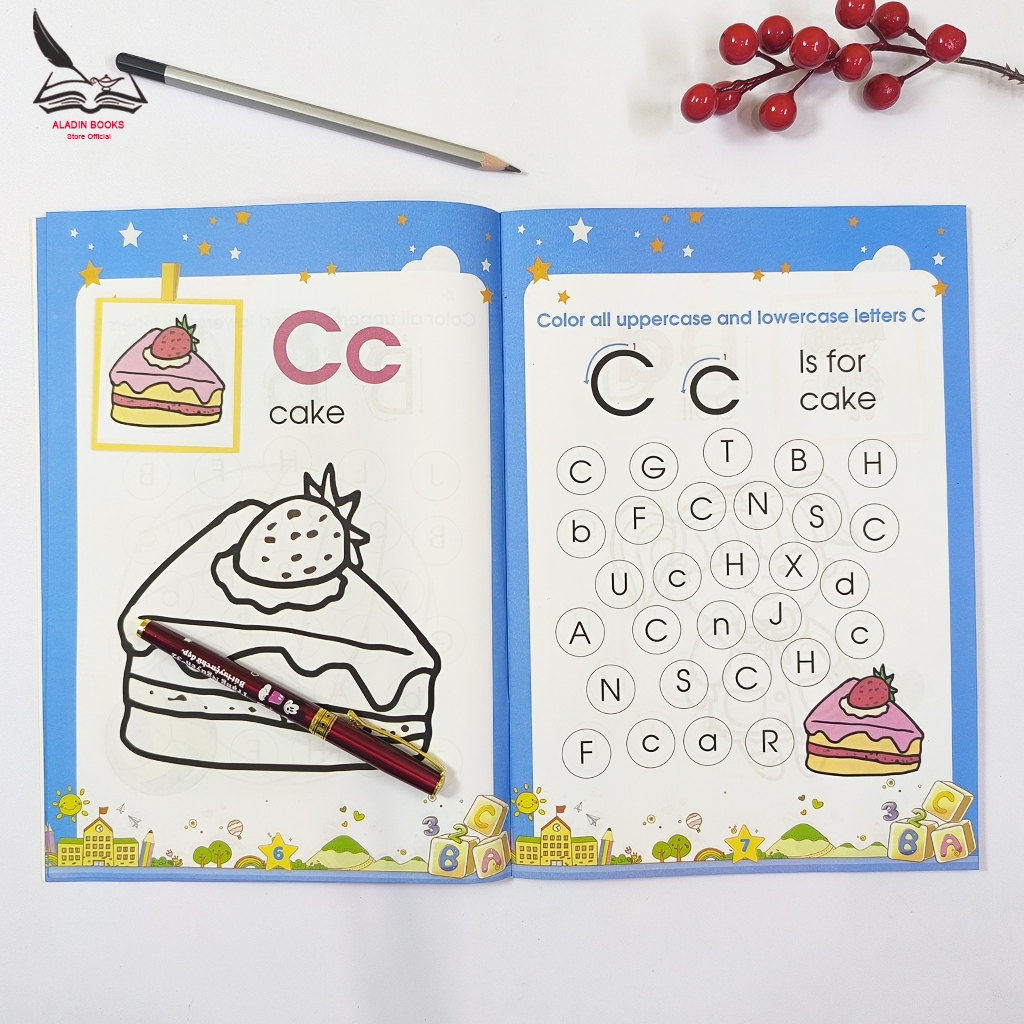 Sách- Bé Tô Màu Và Học Chữ Cái Tiếng Anh- Phương Pháp Giáo Dục Sớm- Kèm Quà Tặng Bảng Tóm Tắt Toán