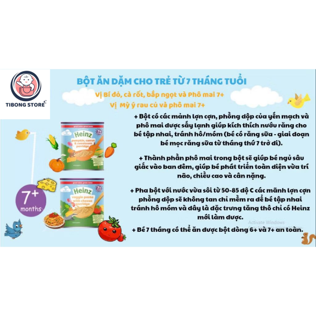 Bột Ăn Dặm Heinz 200G - Ăn Dặm Vị Mặn Cho Bé Từ 6 Tháng Tuổi Hàng Xuất Xứ UK TiBongStore