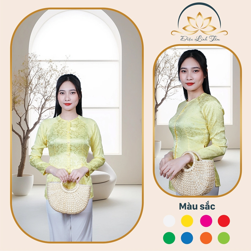 BB179 quần ống rộng - Set bà ba lụa tằm hoa thuỷ tiên màu tím cẩm main image 1