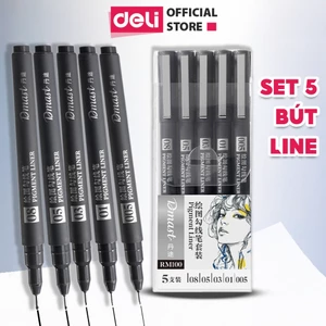 Set Bút Đi Nét Kỹ Thuật Deli Nhiều Cỡ Ngòi Màu Đen Kháng Nước Caligraphy Phù Hợp Vẽ Viền Tranh Phác Hoạ