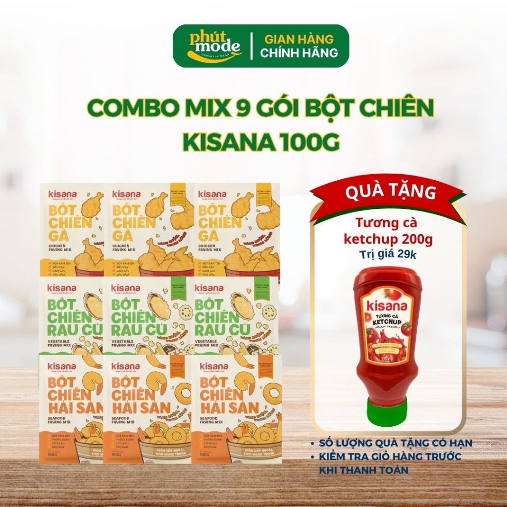 [QUÀ TẶNG 0Đ] Combo 9 Gói Bột Chiên Kisana 100g Các Loại - Chiên gà, Chiên rau củ, Chiên hải sản