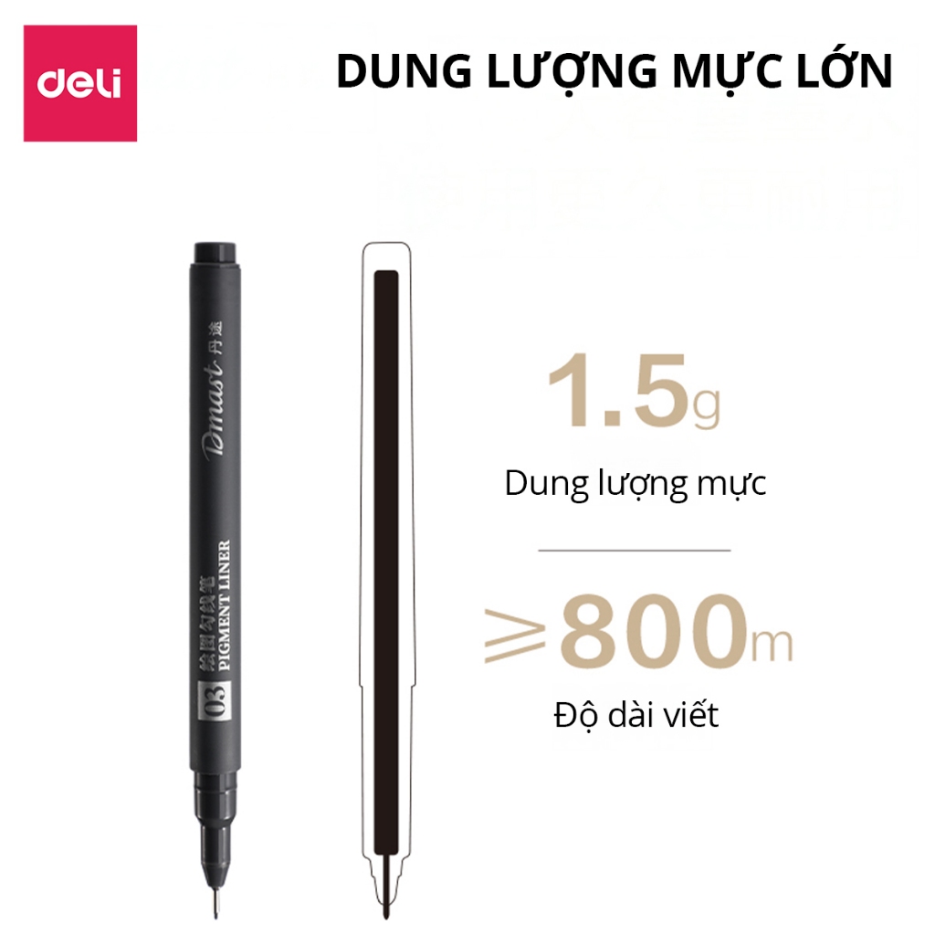 Bút Line Đi Nét Bút Vẽ Kỹ Thuật Nhiều Ngòi Deli Kháng Nước Chuyên Nghiệp Vẽ Mỹ Thuật Vẽ Caligraphy Phác Thảo