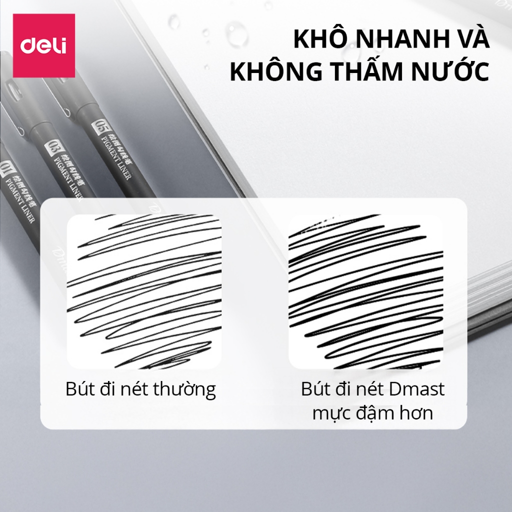Bút Line Đi Nét Bút Vẽ Kỹ Thuật Nhiều Ngòi Deli Kháng Nước Chuyên Nghiệp Vẽ Mỹ Thuật Vẽ Caligraphy Phác Thảo