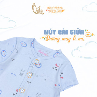 M&B (3-24M) Bộ quần áo cộc tay cài giữa co giãn tốt, chất Rayon thoáng mát, thấm hút mồ hôi cho bé